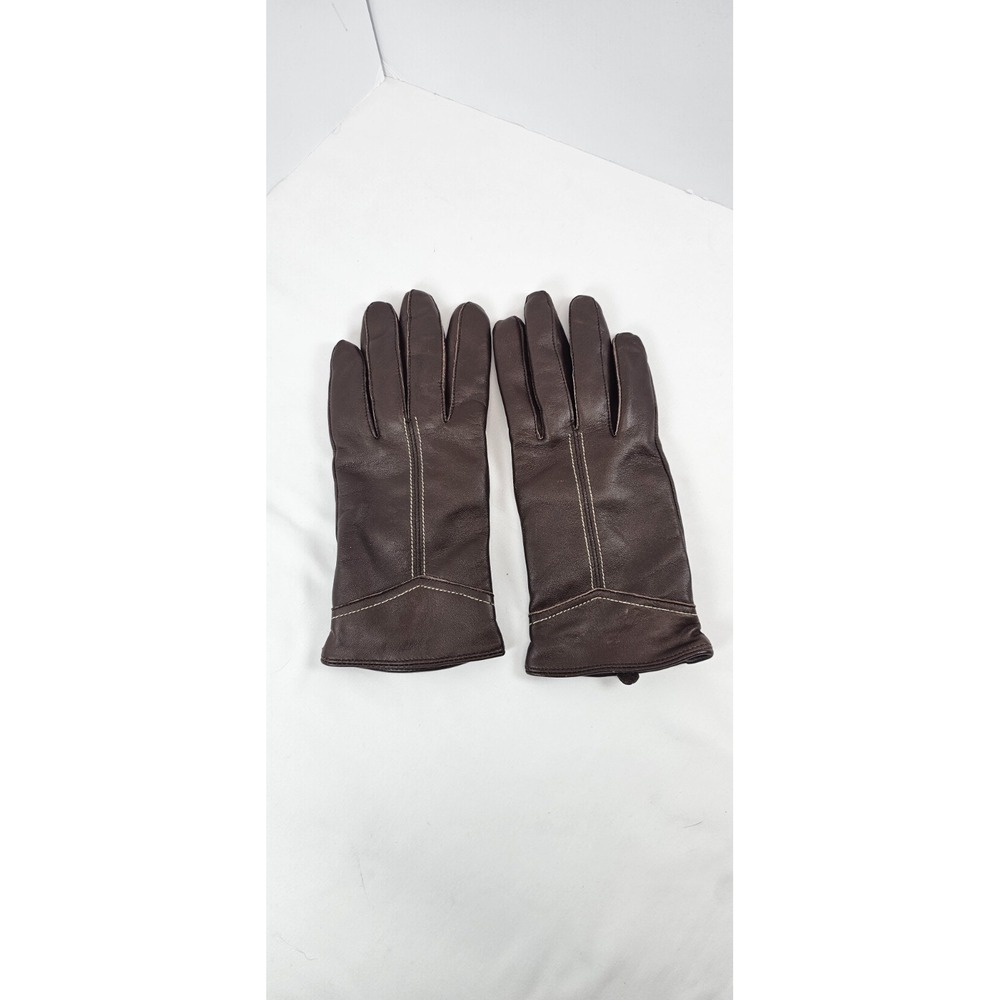 Vintage Ladies Medium Brown Leather Thinsulate Lined 40g Winter Gloves M